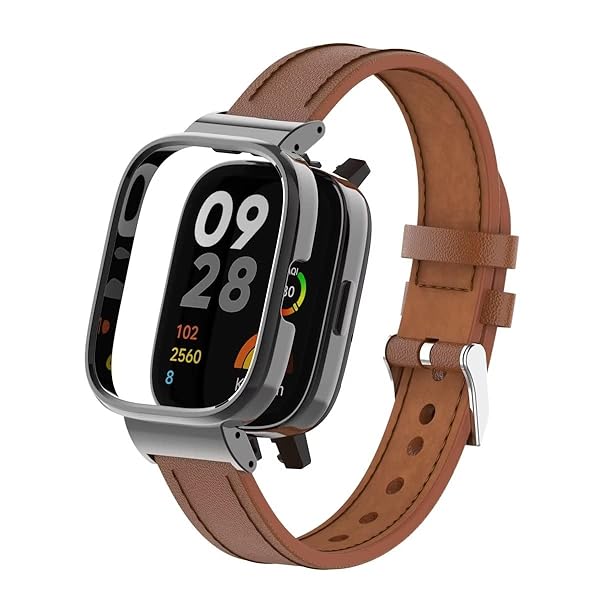 T-BLUER Compatible with Xiaomi Redmi Watch 3 Bands, Redmi Watch 3 Leather Replacement Bracelet Strap Wristband Accessories, Brown