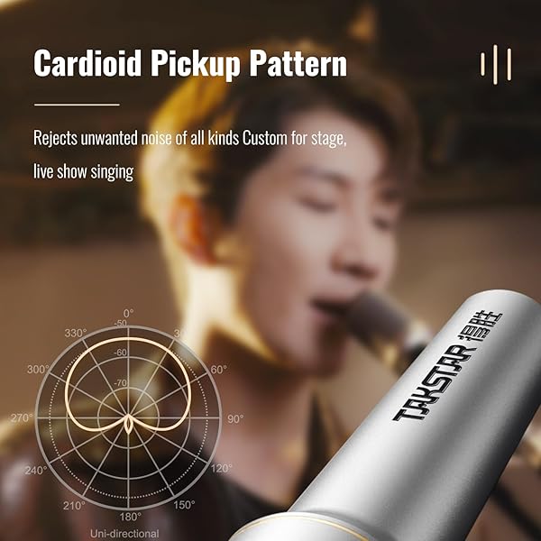 TAKSTAR TA-68 Vocal Microphone Pro Quality Dynamic Mic for Stage Studio Podcasting with Shock-Mounted Cartridge and Metal Suitcase - Image 5