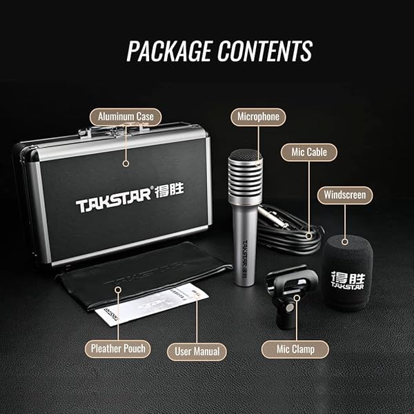 TAKSTAR TA-68 Vocal Microphone Pro Quality Dynamic Mic for Stage Studio Podcasting with Shock-Mounted Cartridge and Metal Suitcase - Image 8