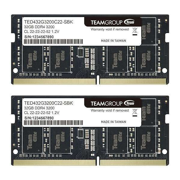 TEAMGROUP Elite 64GB DDR4 RAM Kit (2x32GB) 3200MHz for Laptop Upgrade - Unbuffered Non-ECC SODIMM Memory Module