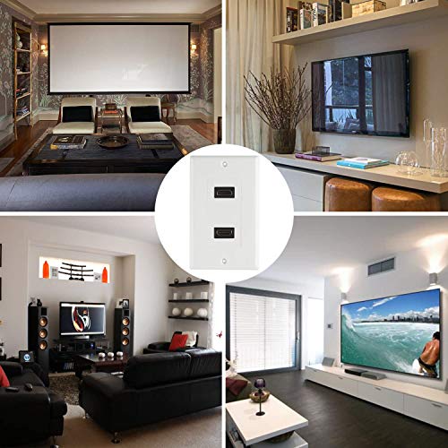 TENINYU Dual HDMI Wall Plate 2 Port 4K UHD ARC Ethernet Pass-Thru Support 1-Gang White for 2 HDMI Connections - Image 6