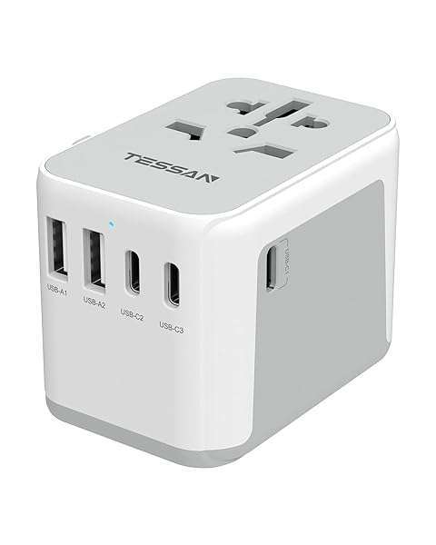 TESSAN Buy TESSAN Universal Travel Adapter - 5.6A, 3 USB-C & 2 USB-A Ports for Worldwide Travel (EU, UK, AUS) - Fast Charging & Compact Design