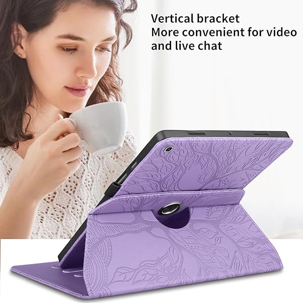 TIPOYOROO 360 Rotating Case for Samsung Galaxy Tab S6 Lite 2020 2022 Premium PU Leather Cover with Pen Holder Purple - Image 4