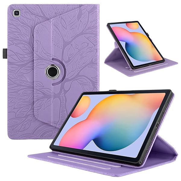 TIPOYOROO 360 Rotating Case for Samsung Galaxy Tab S6 Lite 2020 2022 Premium PU Leather Cover with Pen Holder Purple - Image 7