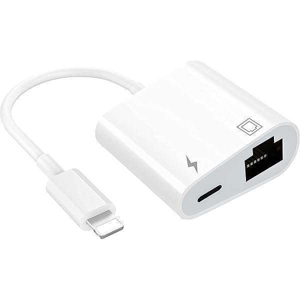 TOP-UP TOP-UP 2 in 1 Lightning to Ethernet Adapter - Fast RJ45 LAN for iPhone/iPad/iPod, Plug & Play, 100Mbps Support