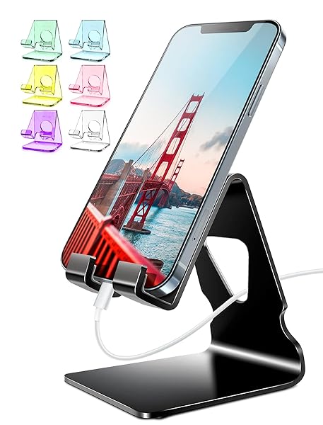 TOPGO Metal Phone Stand for Desk Compatible with iPhone 16 15 Pro Max and All Smartphones Ideal for Office and Bedside Use