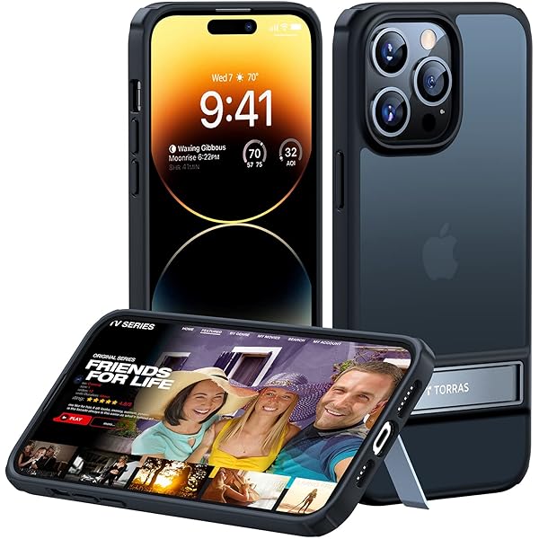 TORRAS MarsClimber iPhone 14 Pro Case: Slim, Protective, Translucent Matte with Stand - Perfect for Men & Women