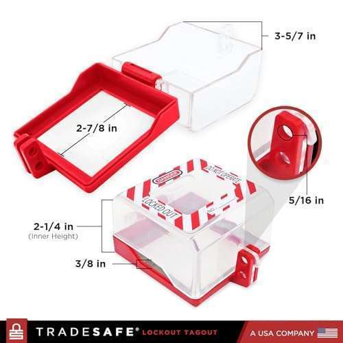 "TRADESAFE Emergency Stop Button Cover Lockout - Transparent Push Button Switch Protection, 2-7/8" x 2-7/8" Size" - Image 3
