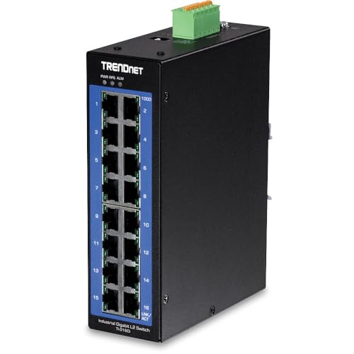 TRENDnet TRENDnet 16-Port Industrial Gigabit L2 Managed DIN-Rail Switch - High Performance, Extreme Temp, Lifetime Protection