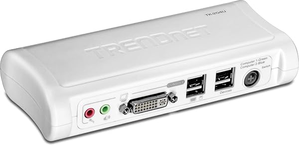 TRENDnet 2-Port DVI USB KVM Switch with Audio & Bonus USB Ports - Manage 2 PCs Easily!