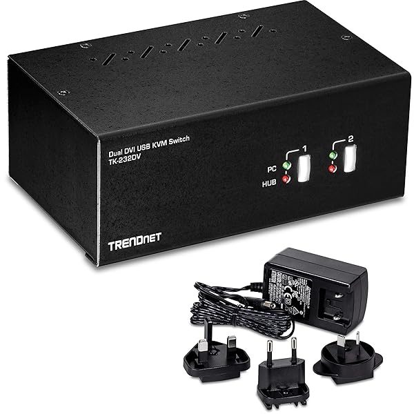 TRENDnet 2-Port Dual Monitor DVI KVM Switch for 2 Computers with USB and DVI Support for High Resolution Desktop Use