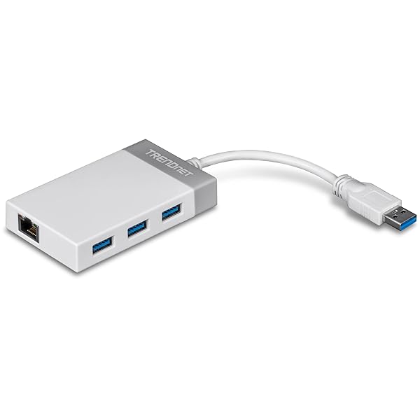 TRENDnet 3-Port USB 3.0 Hub & Gigabit Ethernet Adapter for Windows, Mac & Nintendo Switch - Fast Connectivity & Versatile Support