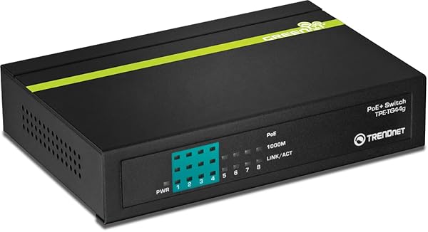 TRENDnet TRENDnet 8-Port Gigabit PoE+ Switch TPE-TG44G: 30W/Port, 61W Power Budget, Unmanaged Ethernet Switch