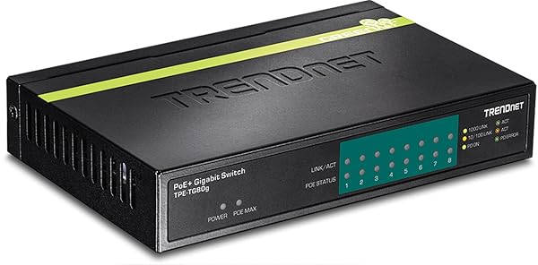 TRENDnet 8-Port Gigabit PoE+ Switch: 123W Power, 16 Gbps Capacity, Metal Design - Ideal Ethernet Network Solution