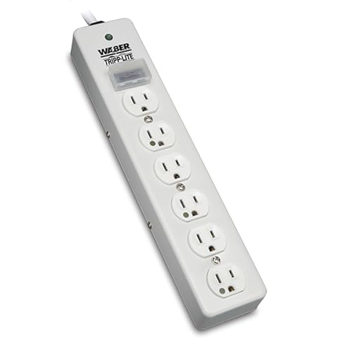 TRIPP LITE SPS606HGRA Medical Surge Protector Strip - 6 Outlets, 6ft Cord, Right Angle Plug, Light Gray - Image 2