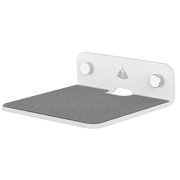 TXEsign Wall Shelf Speaker Mount - Acrylic Floating Shelf for Bluetooth Speakers, Webcams & Phones (White)