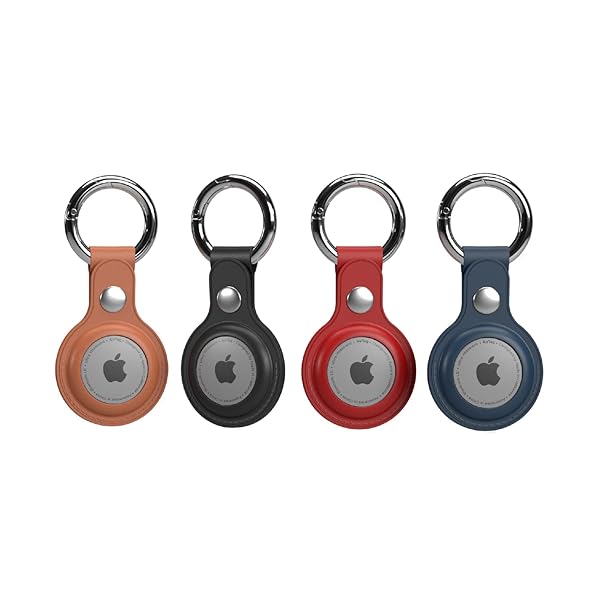 TalkWorks AirTag Cases 4-Pack: Silicone Keychain Holders for Luggage, Keys & Pets - Pink, White, Black, Navy - Image 2