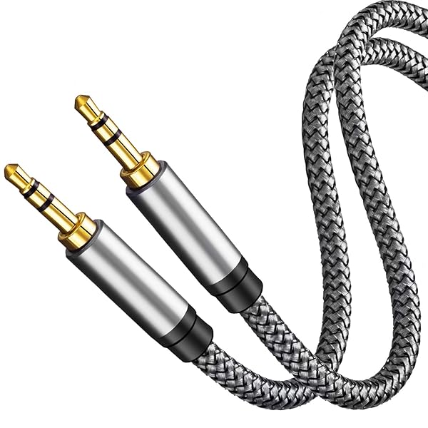 Tan QY Tan QY 25Ft Nylon Braided Aux Cable - 3.5mm Male to Male Stereo Cord for Car, Headphones, iPhones & More