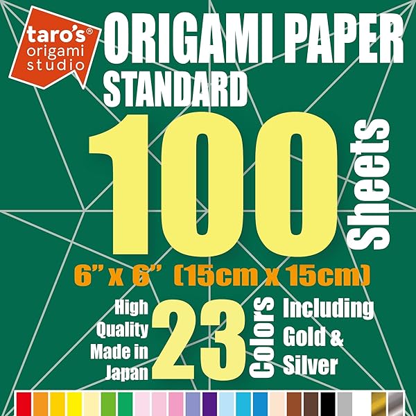 Premium 6-Inch Origami Paper - 23 Colors, 100 Sheets, Easy Fold for Beginners | Taro's Origami Studio - Image 3