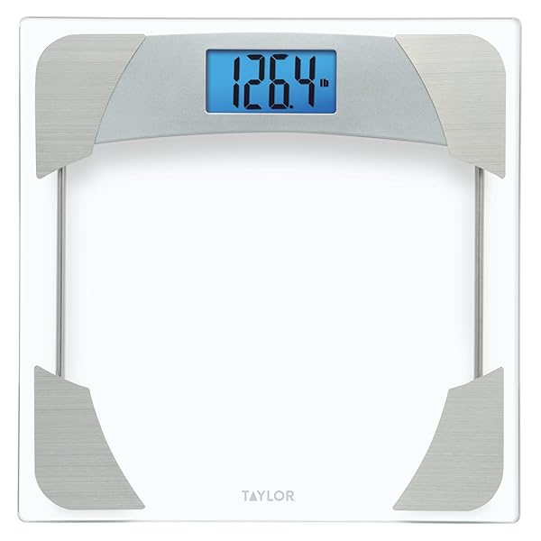 Taylor Taylor Digital Glass Bathroom Scale 400 Lb Capacity with Stainless Steel Accents for Accurate Weight Measurement