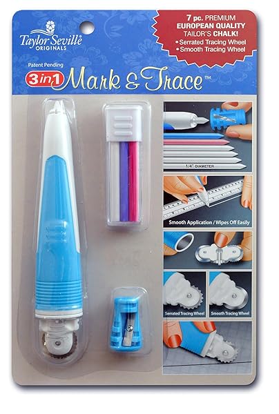 Taylor Seville Originals 3-in-1 Mark & Trace Sewing Accessories - Multicolor Tailor's Chalk & Interchangeable Tracing Wheels - Image 2