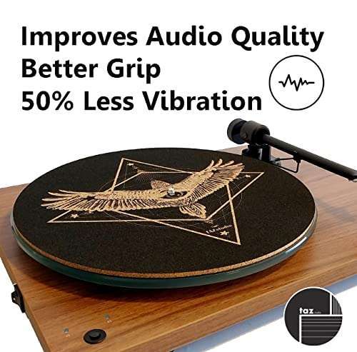 Enhance Sound with TazStudio Premium 4mm Cork Turntable Mat - Psychedelic Eagle Design for Vinyl LPs - Image 4