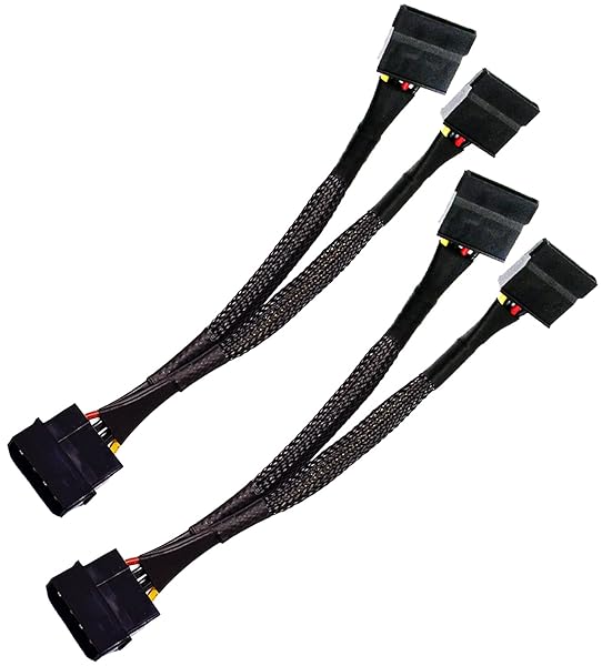 TeamProfitcom 4 Pin Male IDE to Dual 15 Pin Female SATA Power Splitter Adapter Cable 8 Inches 2 Pack for Hard Drive SSD Extension