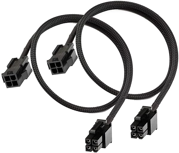 TeamProfitcom ATX CPU 4 Pin Female to Male Motherboard Extension Cable 12V Power Supply 24 Inches 2 Pack