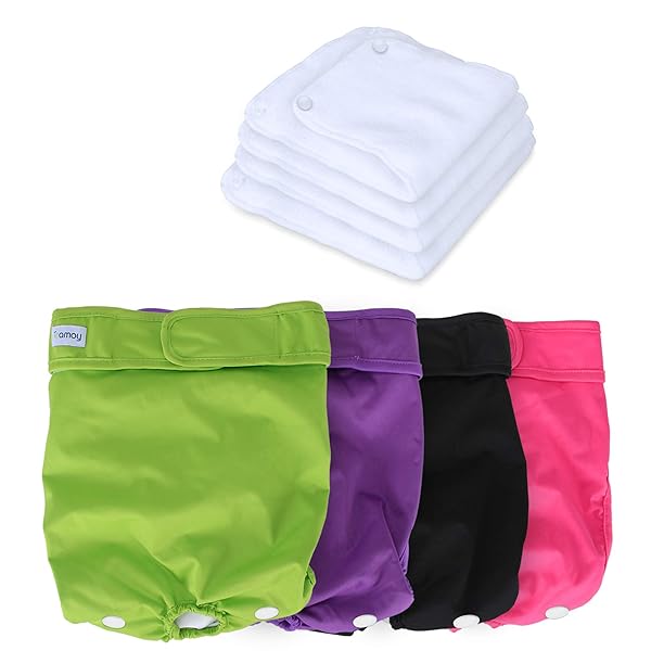 Teamoy Reusable Female Dog Diapers Pack of 4 Washable Super Absorbent Comfortable Stylish XL