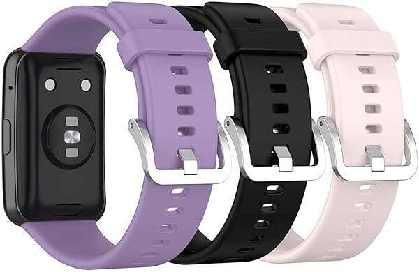 TenCloud Bands for Huawei Watch Fit - Stylish Wristbands for Men & Women (Black, Pink, Purple)