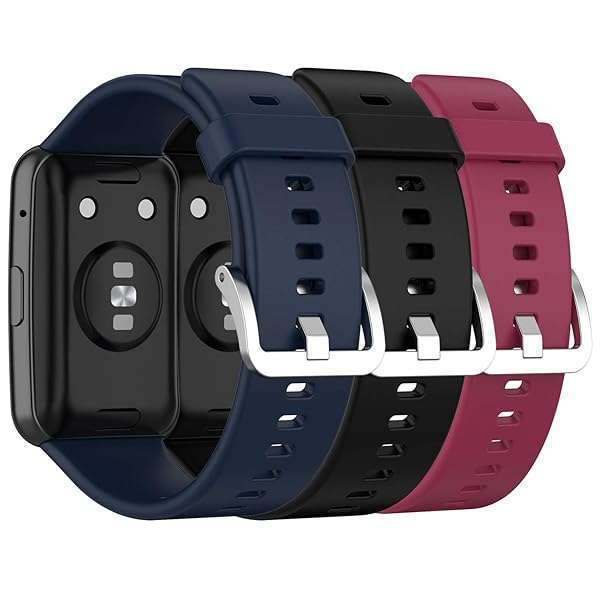 TenCloud Bands for Huawei Watch Fit - Stylish Wristbands for Men & Women (Black, Wine Red, Navy Blue)