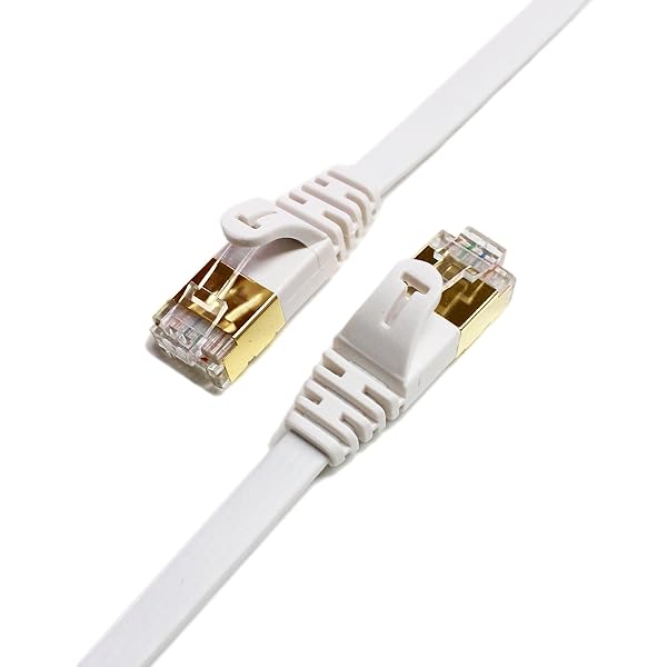 Tera Grand 12FT CAT7 10Gbps Ethernet Cable - Ultra Flat, Gold Plated RJ45, Faster than CAT6a, Ideal for Modem & Router