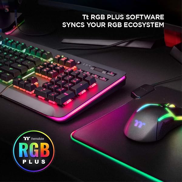 Thermaltake Level 20 RGB Titanium Gaming Keyboard: Cherry MX Silver, 16.8M Colors, Alexa & Razer Chroma Compatible - Image 5