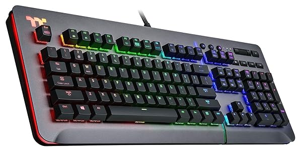 Thermaltake Level 20 RGB Titanium Gaming Keyboard: Cherry MX Silver, 16.8M Colors, Alexa & Razer Chroma Compatible - Image 2