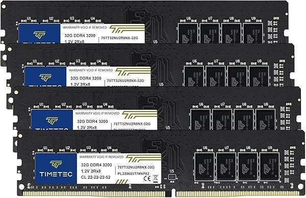 Upgrade Your PC with Timetec 128GB DDR4 3200MHz RAM Kit - 4x32GB Non-XMP, CL22, Unbuffered UDIMM