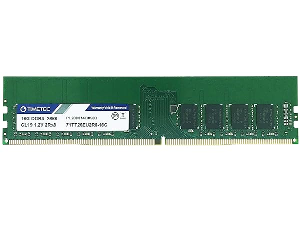 Timetec Timetec Hynix IC 16GB DDR4 2666MHz Unbuffered ECC RAM Module Upgrade for Server Memory 288 Pin UDIMM 1.2V CL19 Dual Rank