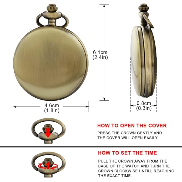 Tiong Customizable Smooth Pocket Watch Personalized Engraved Watches for Men with Chain Bronze Black Quartz Movement - Image 7