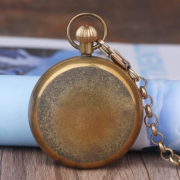Tiong Vintage Copper Design Hand Winding Mechanical Pocket Watch for Men - Image 3