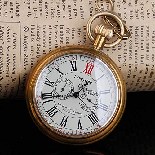 Tiong Vintage Copper Design Hand Winding Mechanical Pocket Watch for Men - Image 5