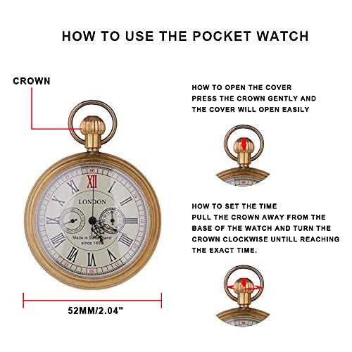 Tiong Vintage Copper Design Hand Winding Mechanical Pocket Watch for Men - Image 7