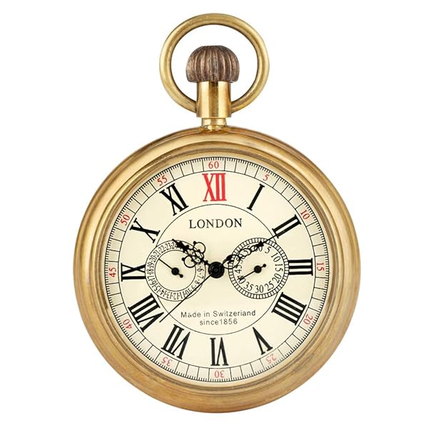 Tiong Vintage Copper Design Hand Winding Mechanical Pocket Watch for Men