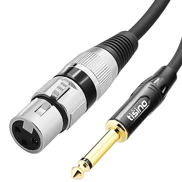 Tisino 25 FT Female XLR to 1/4 TS Mono Jack Unbalanced Microphone Cable for Dynamic Microphones
