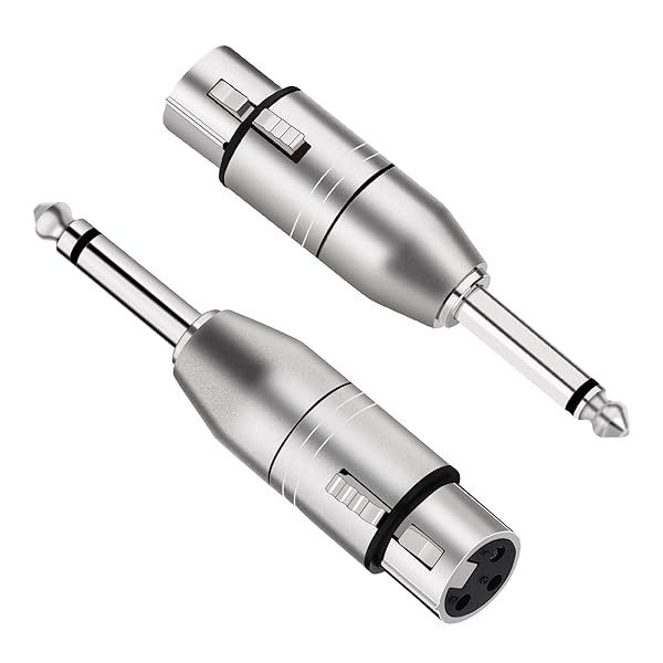 Tisino XLR Female to 1/4 Inch TS Mono Adapter 2 Pack Unbalanced Female XLR to Quarter Inch 6.35mm Male Adapters