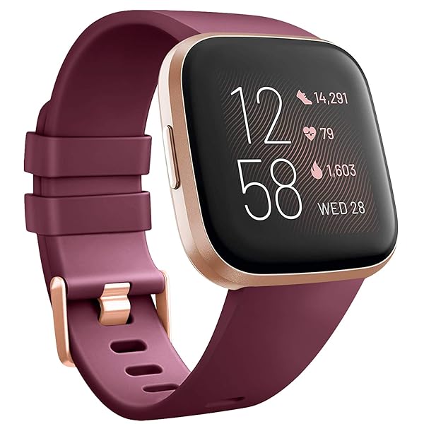 Tobfit Sport Bands for Fitbit Versa 2 and Versa Soft TPU Wristbands for Women and Men in Wine Red Small Size