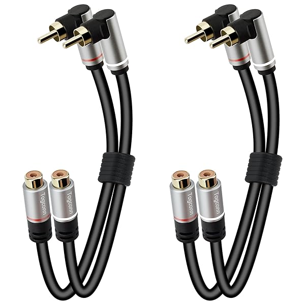 Togconn Togconn RCA Extension Cable (2 Pack), 2RCA Male to 2 RCA Female Stereo Audio Cable Adapter 24K Gold-Plated Plug Dual RCA Extender?1 Feet?