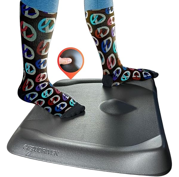 Ergodriven Topo Mini by Ergodriven: Compact Anti-Fatigue Standing Desk Mat with Terrain Design (Obsidian Black)