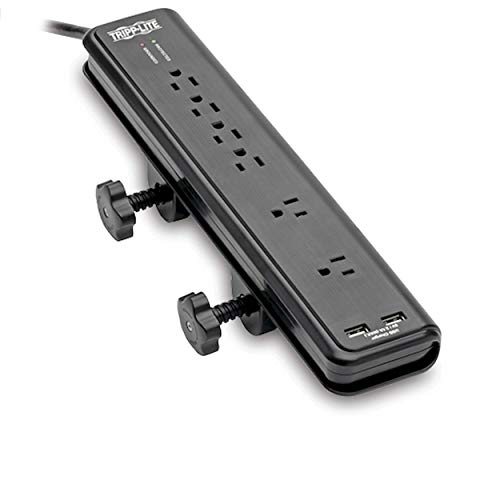 Tripp Lite 6-Outlet Surge Protector with USB, 6ft Cord & 2100 Joules - TLP606DMUSB Black Power Strip