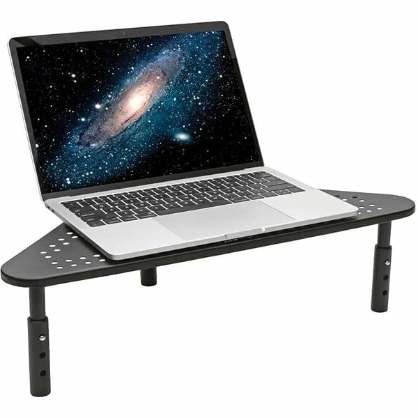 Tripp Lite Adjustable Corner Desk Monitor Stand for L-Shaped Desks - Metal, Black, 12x20 in. - Image 3