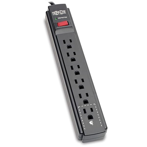Tripp Lite 6 Outlet Surge Protector Power Strip with 15ft Cord 790 Joules Lifetime Warranty and 20K Insurance TLP615B - Image 3