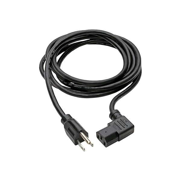 Tripp Lite 14-ft Standard Power Cord 10A 18AWG NEMA 5-15P to Right Angle IEC-320-C13 - Reliable Computer Connection
